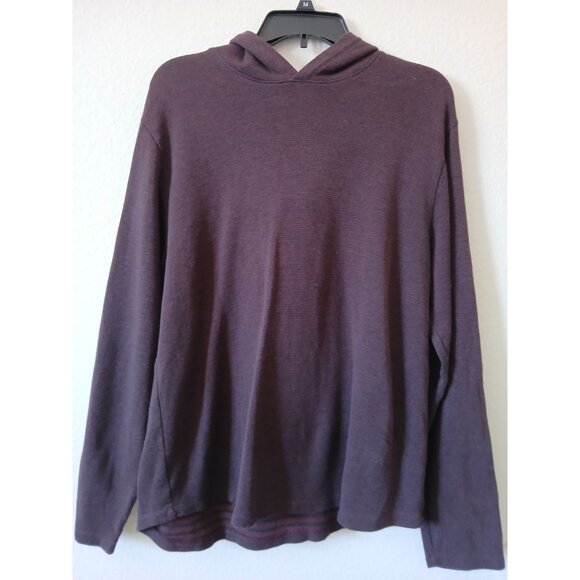VINCE Mens Hoddie Size L/G  Burgundy Black Striped Long Sleeve Pullover - Picture 1 of 13